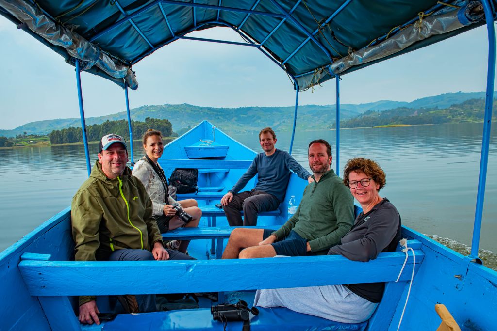 Boat trip on lake Bunyonyi after a rain pour. Bunyonyi weather changes month by month