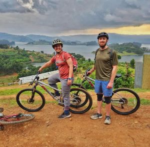 Private cycling for a honeymoon couple on safari in Uganda