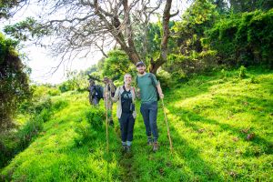 Honeymoon couple gorilla trekking in Bwindi, Uganda