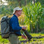 Our guest Travyn on a photographic birding walk in Kibale national park